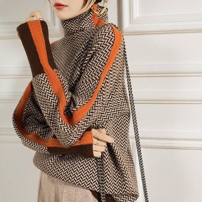 Jansen | Trui met opstaande kraag en opvallende contrasterende strepen